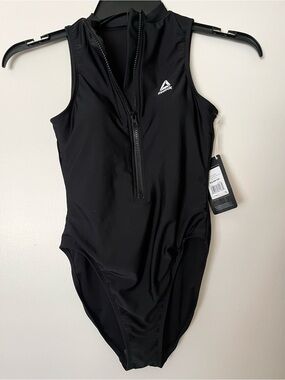 Reebok Black High-Neck Zip One-Piece